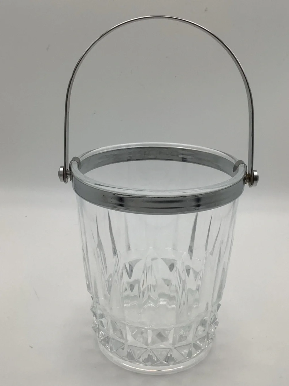 Vintage Crystal D’Arques Small Crystal Ice Bucket with Silver Handle